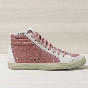 P448 Eva Sparkle Skate Sneakers Rose Pink Glitter High Top Size 38 (US 7.5/8)